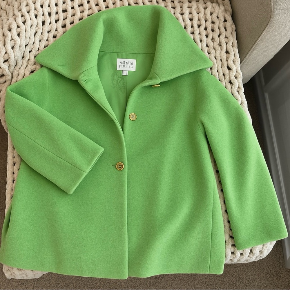Giorgio Armani Green Pea Coat with Relaxed Fit